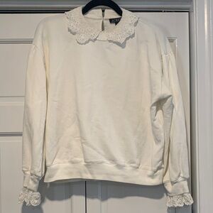 J.Crew Cream Lace Trim Sweatshirt